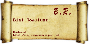 Biel Romulusz névjegykártya